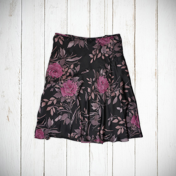 Ann Taylor purple floral silk flare skirt NWOT - Picture 1 of 3